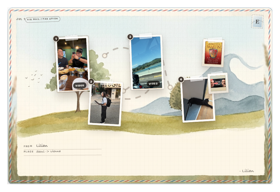 The printed LifeDrop postcard Lilian sent to Rob
